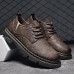 Men Retro Microfiber Leather Non Slip Pure Color Casual Shoes