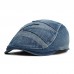 Menico Men Denim Breathable Sunshade Short Brim Casual Vintage Forward Hats Beret Flat Caps