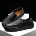 Men Slip Resistant Hand Stitching Casual Slip On Leather Shoes