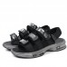 Men Daily Cushioned Hook Loop Triple Band Sport Sandals