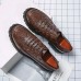 Men Retro Crocodile Embossing Lace Up Dress Casual Shoes